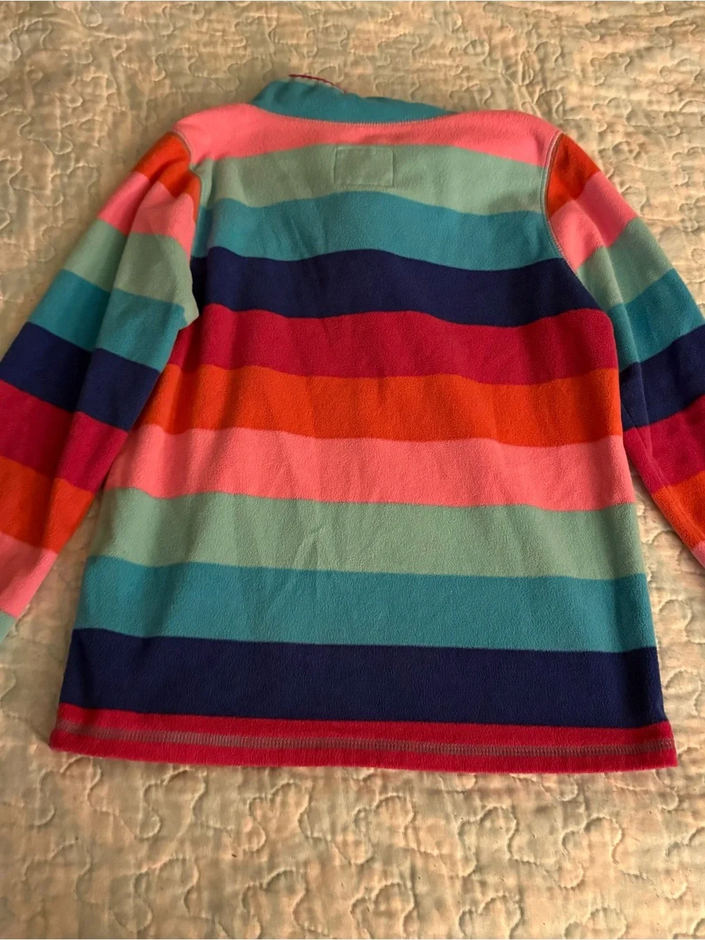 OshKosh B'gosh Girls' Striped Quarter-Zip Pullover - Pink, Teal & Navy